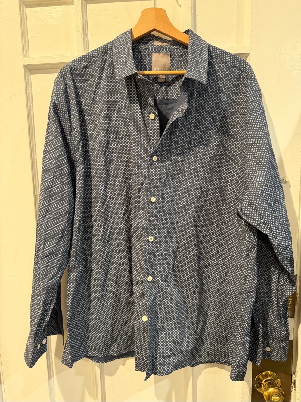 Frame Denim Navy Microdot Button-Down Shirt